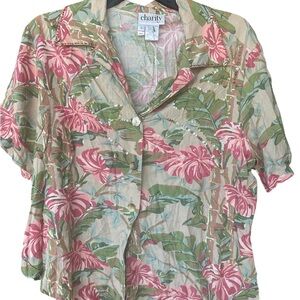 Vintage Floral Button-Up Women Top